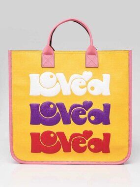 Gucci Pink/Yellow Coated Canvas Rainbow "Loved" Children's Tote Bag